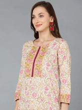 Women Cotton Floral Printed Kurta Trousers-VKSKD1161B